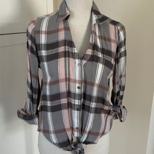 Gray and pink Dex plaid shirt